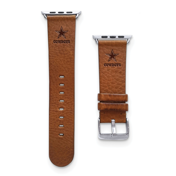Gametime Dallas Cowboys Leather Band fits Apple Watch (38/40mm M/L Tan)